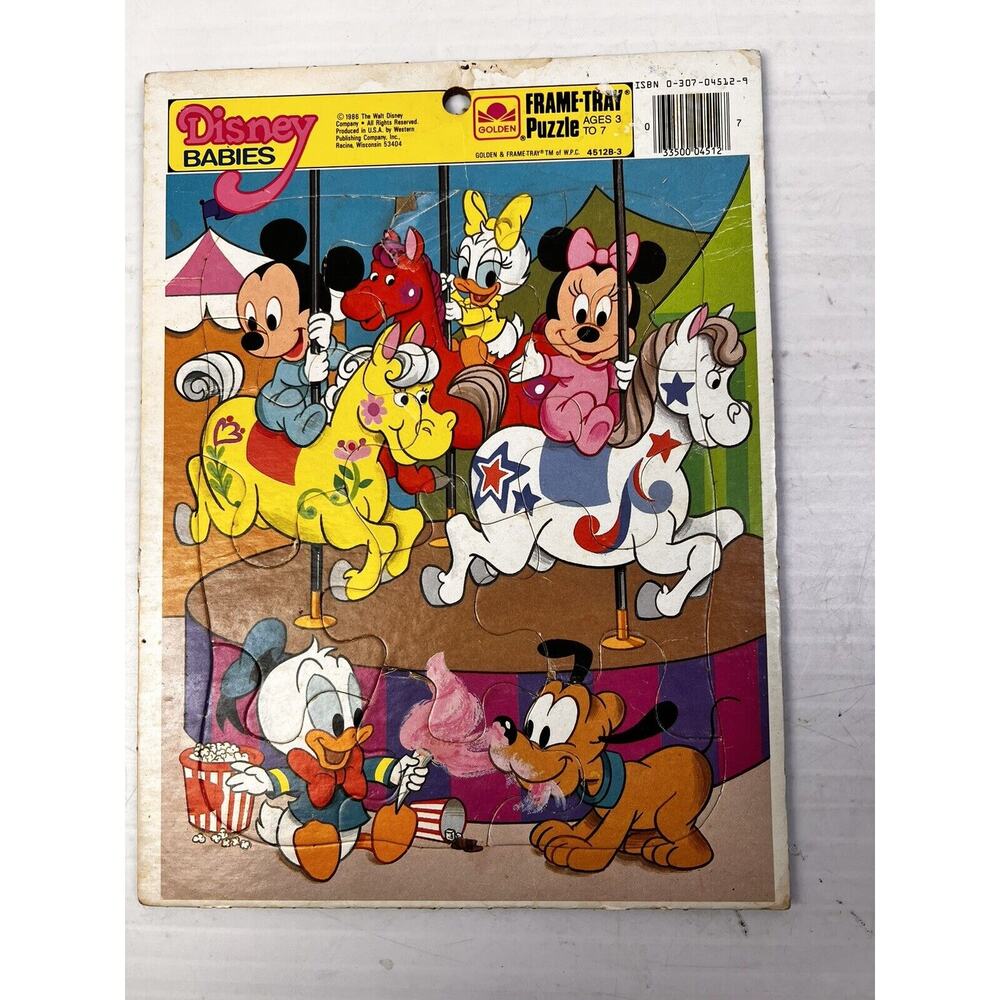 Disney Babies Frame Tray Puzzle Vintage 1986 Golden Children Mickey Minnie USA
